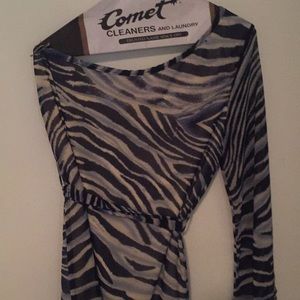 One shoulder cocktail dress with navy animal print